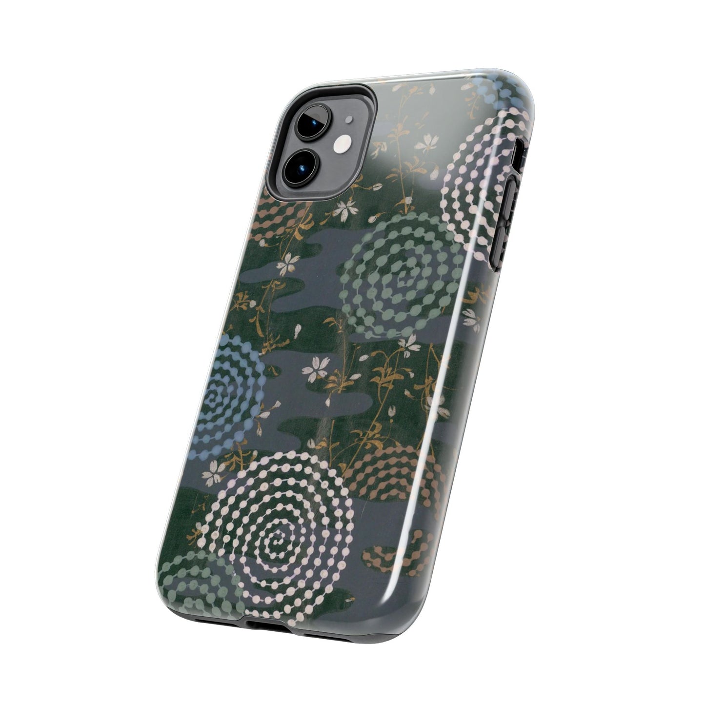 Meiji Era Uzumaki Spiral Phone Case | 1901 Zuan Hyakushu | Tokiwa Green Japanese Art