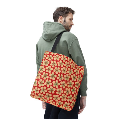 Meiji Era Sakura Blossom Tote Bag | "Chiyogami Mihon" Japanese Archive Art | Red & White Floral