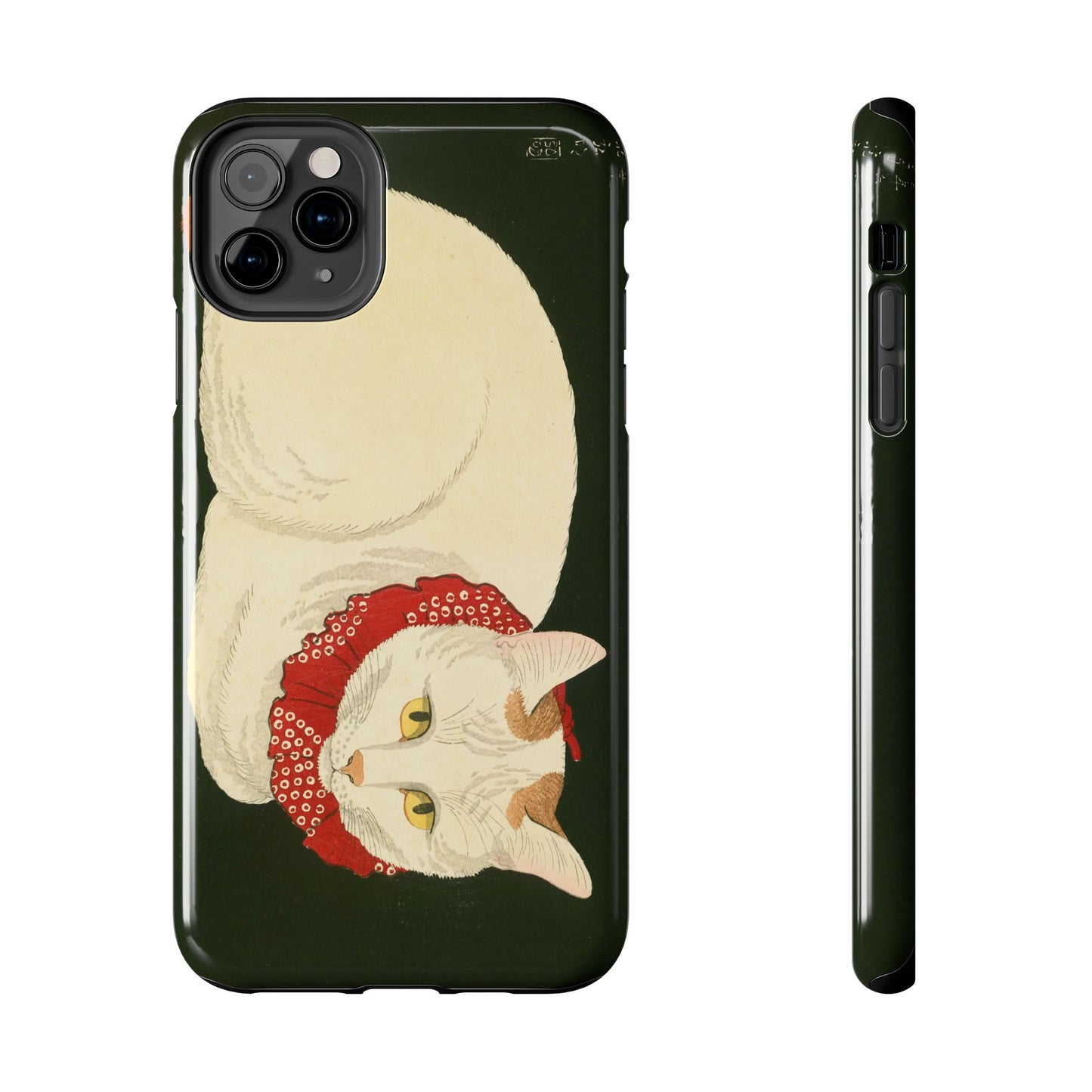 Taisho Era Lucky White Cat Phone Case | 1921 Japanese Woodblock Art | Zen Cat Design
