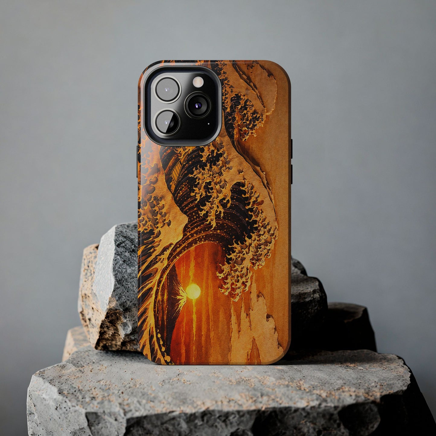 Golden Wave Tough Phone Case – Hokusai Sunset Japanese Art