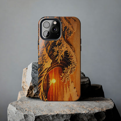 Golden Wave Tough Phone Case – Hokusai Sunset Japanese Art