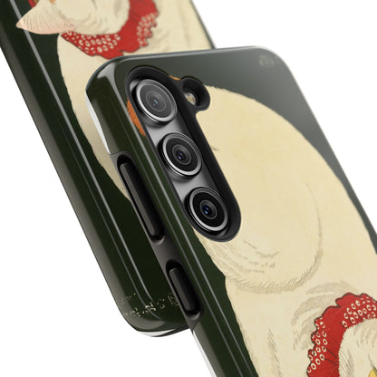 Taisho Era Lucky White Cat Phone Case | 1921 Japanese Woodblock Art | Zen Cat Design