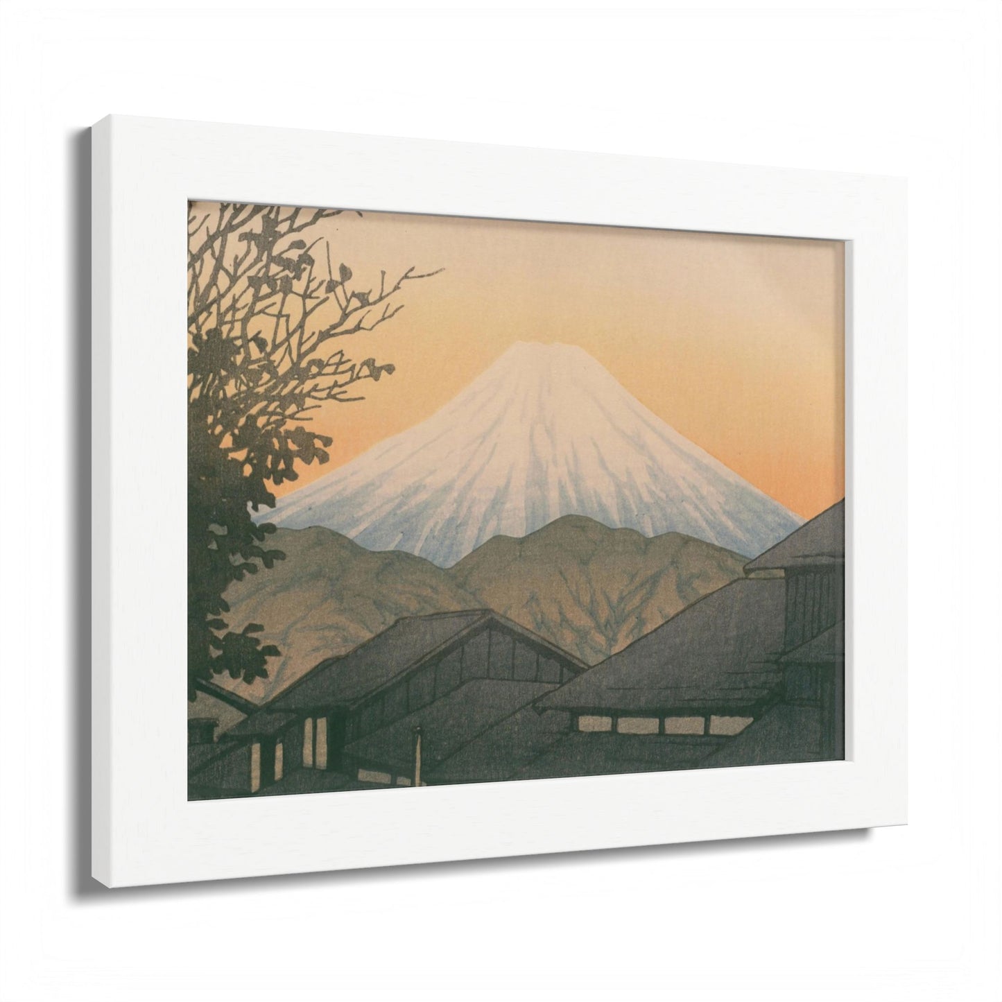 Framed Art Print - Vintage Mount Fuji Landscape (Multicolor)