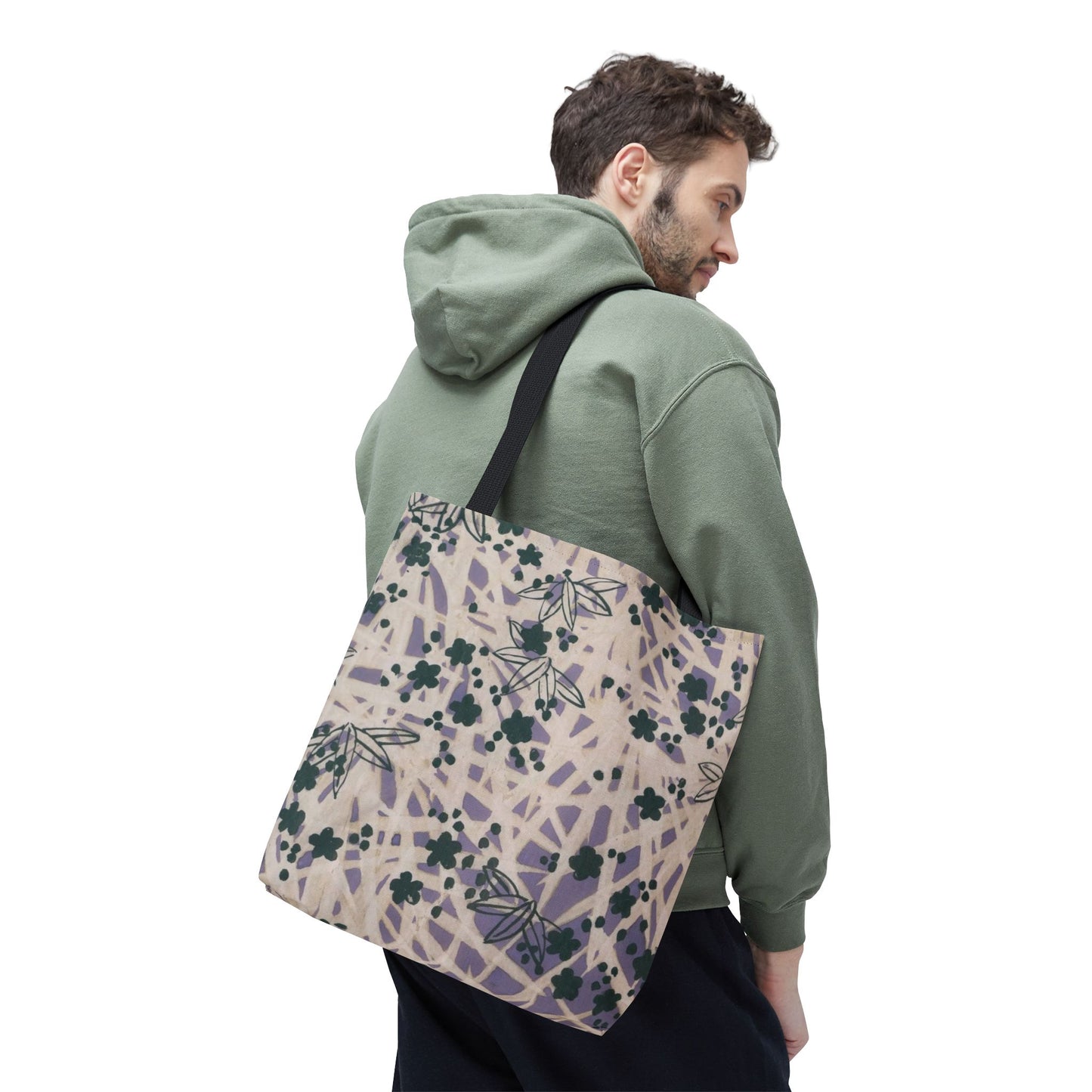 Meiji Era Bamboo & Flower Tote Bag | 1901 Zuan Hyakushu | Purple & Green Japanese Art