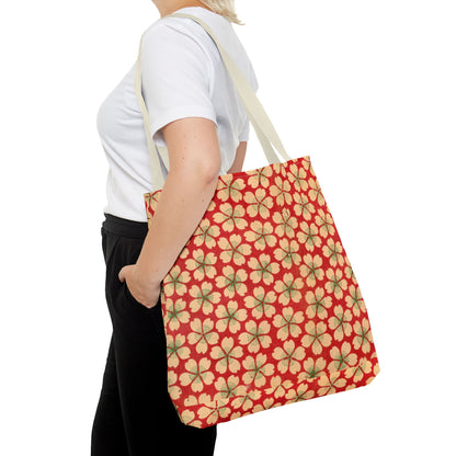 Meiji Era Sakura Blossom Tote Bag | "Chiyogami Mihon" Japanese Archive Art | Red & White Floral