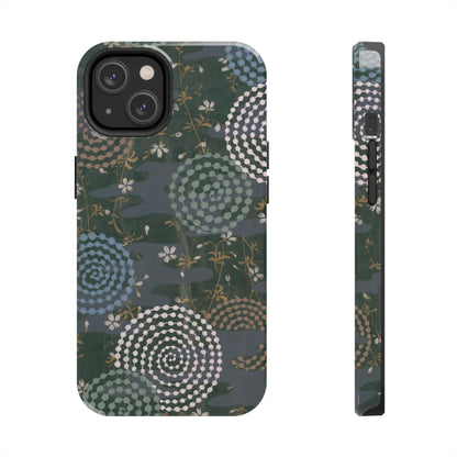 Meiji Era Uzumaki Spiral Phone Case | 1901 Zuan Hyakushu | Tokiwa Green Japanese Art