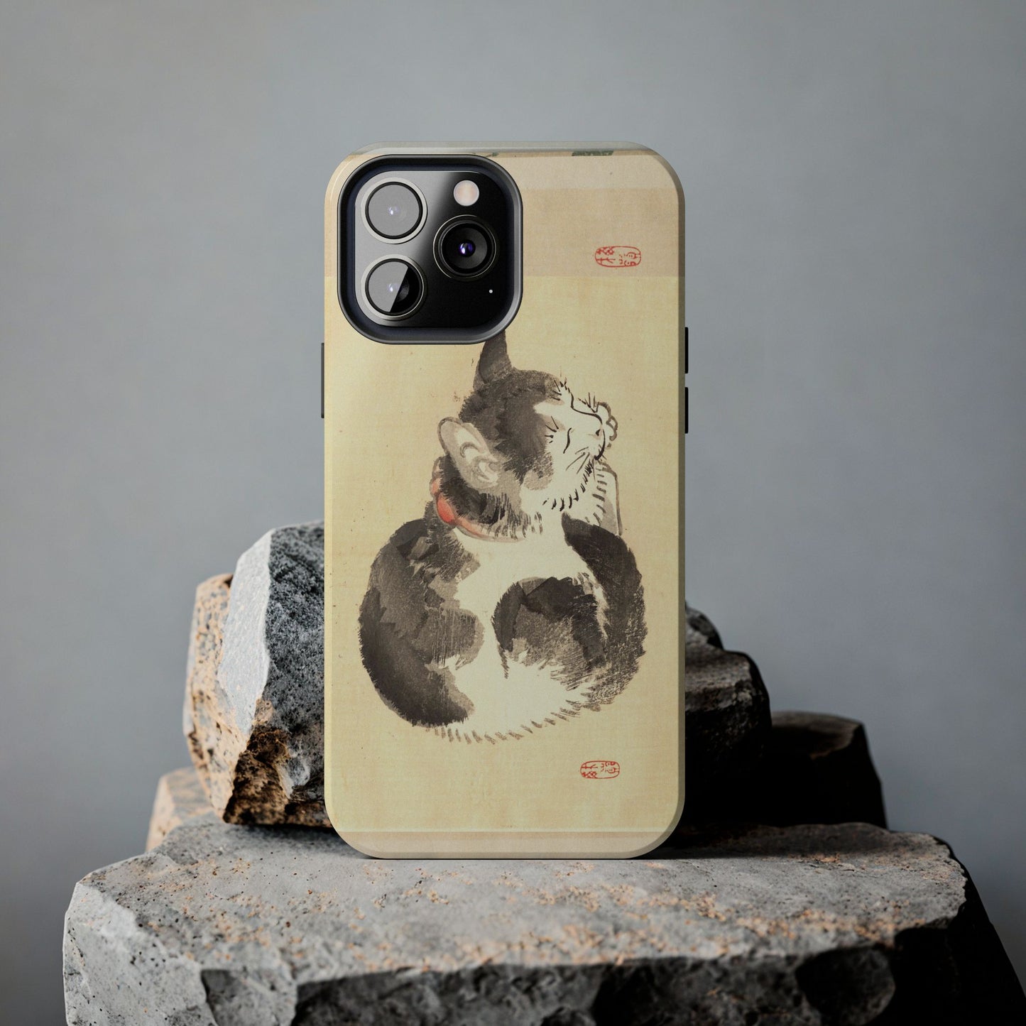 Sleeping Cat Japanese Art Phone Case | Meiji Era Bairei Kono Woodblock | Vintage Cat Illustration 1887
