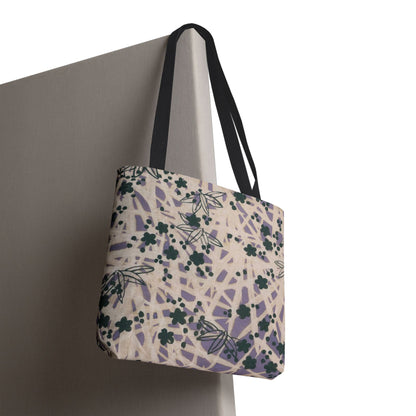 Meiji Era Bamboo & Flower Tote Bag | 1901 Zuan Hyakushu | Purple & Green Japanese Art