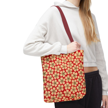 Meiji Era Sakura Blossom Tote Bag | "Chiyogami Mihon" Japanese Archive Art | Red & White Floral