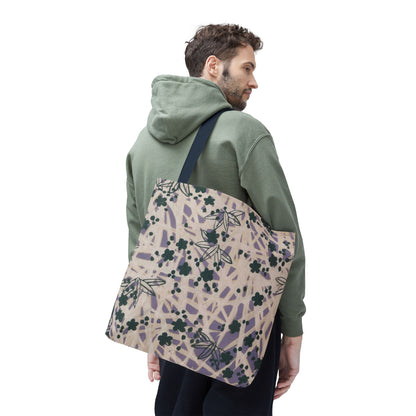 Meiji Era Bamboo & Flower Tote Bag | 1901 Zuan Hyakushu | Purple & Green Japanese Art