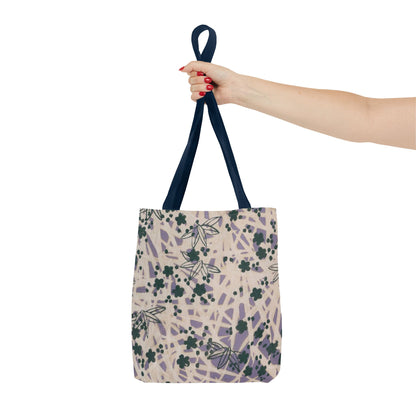 Meiji Era Bamboo & Flower Tote Bag | 1901 Zuan Hyakushu | Purple & Green Japanese Art