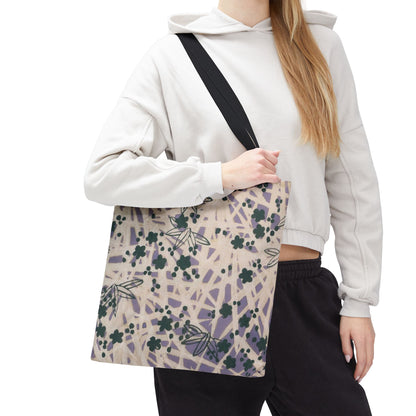 Meiji Era Bamboo & Flower Tote Bag | 1901 Zuan Hyakushu | Purple & Green Japanese Art