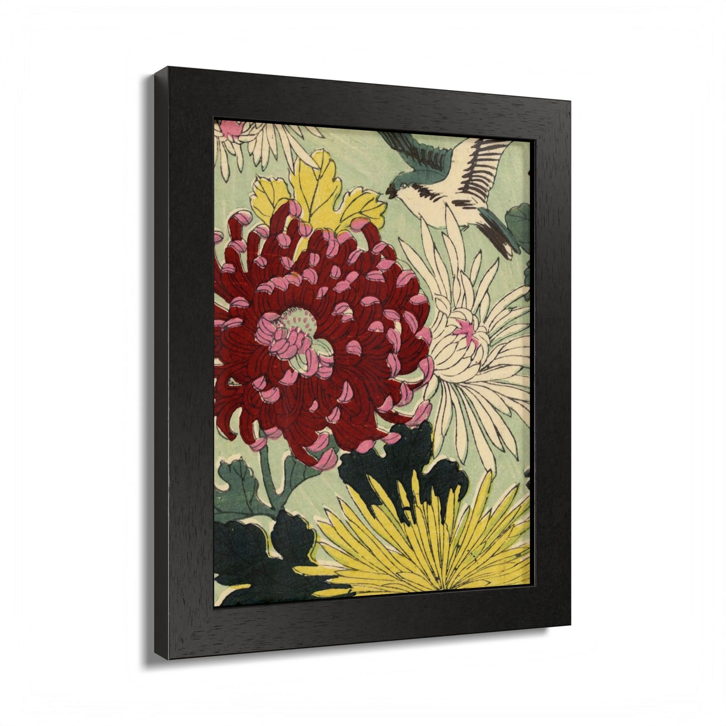 Chrysanthemum Japanese Chiyogami Framed Poster – Vintage 1924 Kikuo Hirose | Maru no Kagishippo