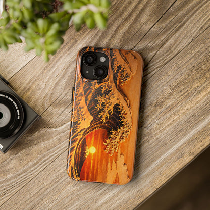 Golden Wave Tough Phone Case – Hokusai Sunset Japanese Art