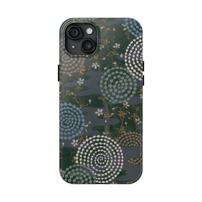 Meiji Era Uzumaki Spiral Phone Case | 1901 Zuan Hyakushu | Tokiwa Green Japanese Art