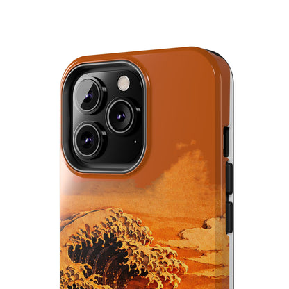 Japanese Great Wave Sunset Phone Case | Hokusai 3D Art Sunset Glow | Edo Era Masterpiece