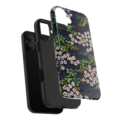 Sakura River Night Phone Case – Japanese Chiyogami Inspired Design