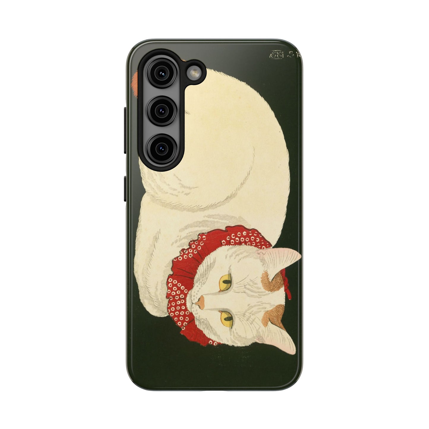 Taisho Era Lucky White Cat Phone Case | 1921 Japanese Woodblock Art | Zen Cat Design