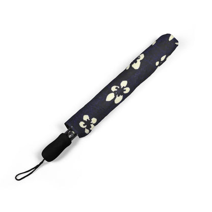Taisho Kasakasa Stories - Shochikubai Indigo Chiyogami Umbrella - Pine Bamboo Plum Lucky Pattern 1926