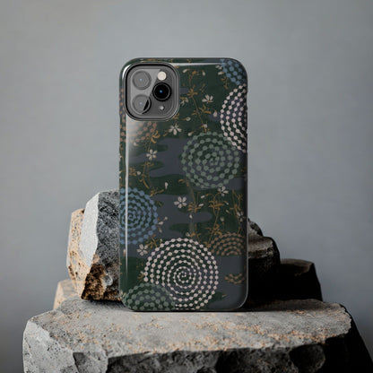 Meiji Era Uzumaki Spiral Phone Case | 1901 Zuan Hyakushu | Tokiwa Green Japanese Art
