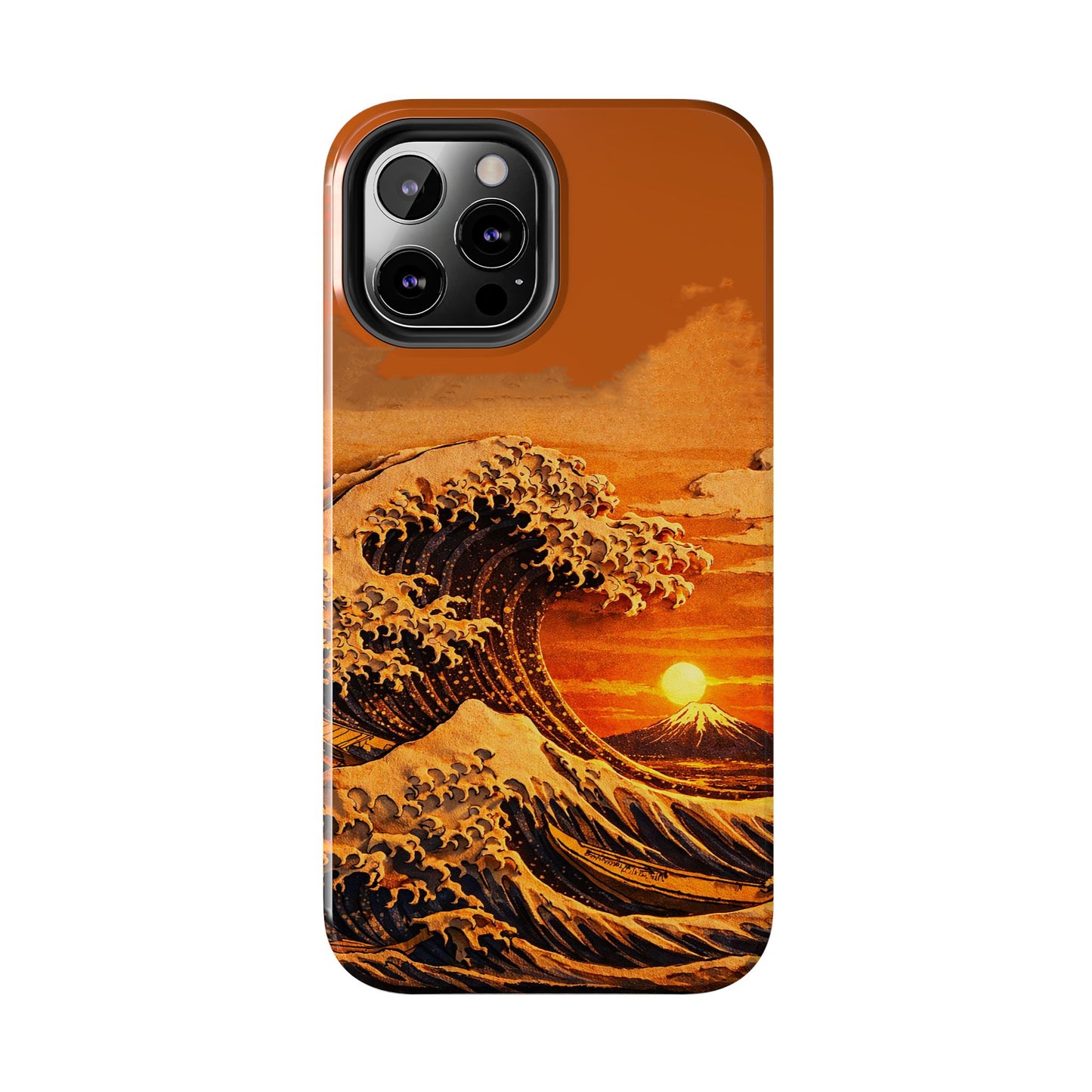 Japanese Great Wave Sunset Phone Case | Hokusai 3D Art Sunset Glow | Edo Era Masterpiece