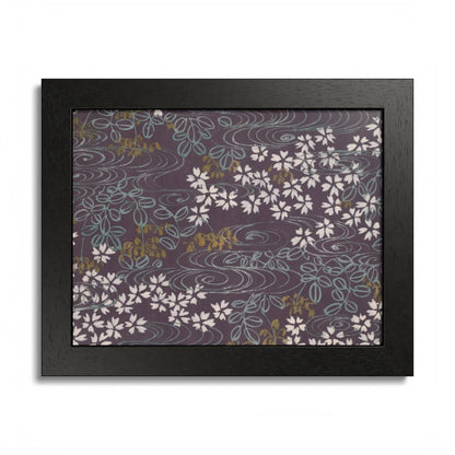 Antique Japanese Sakura River Framed Poster - Meiji Era Chiyogami Wall Art