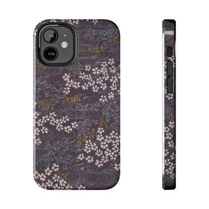 Meiji Era Sakura River Phone Case | 1901 Zuan Hyakushu | Wisteria Purple Japanese Art