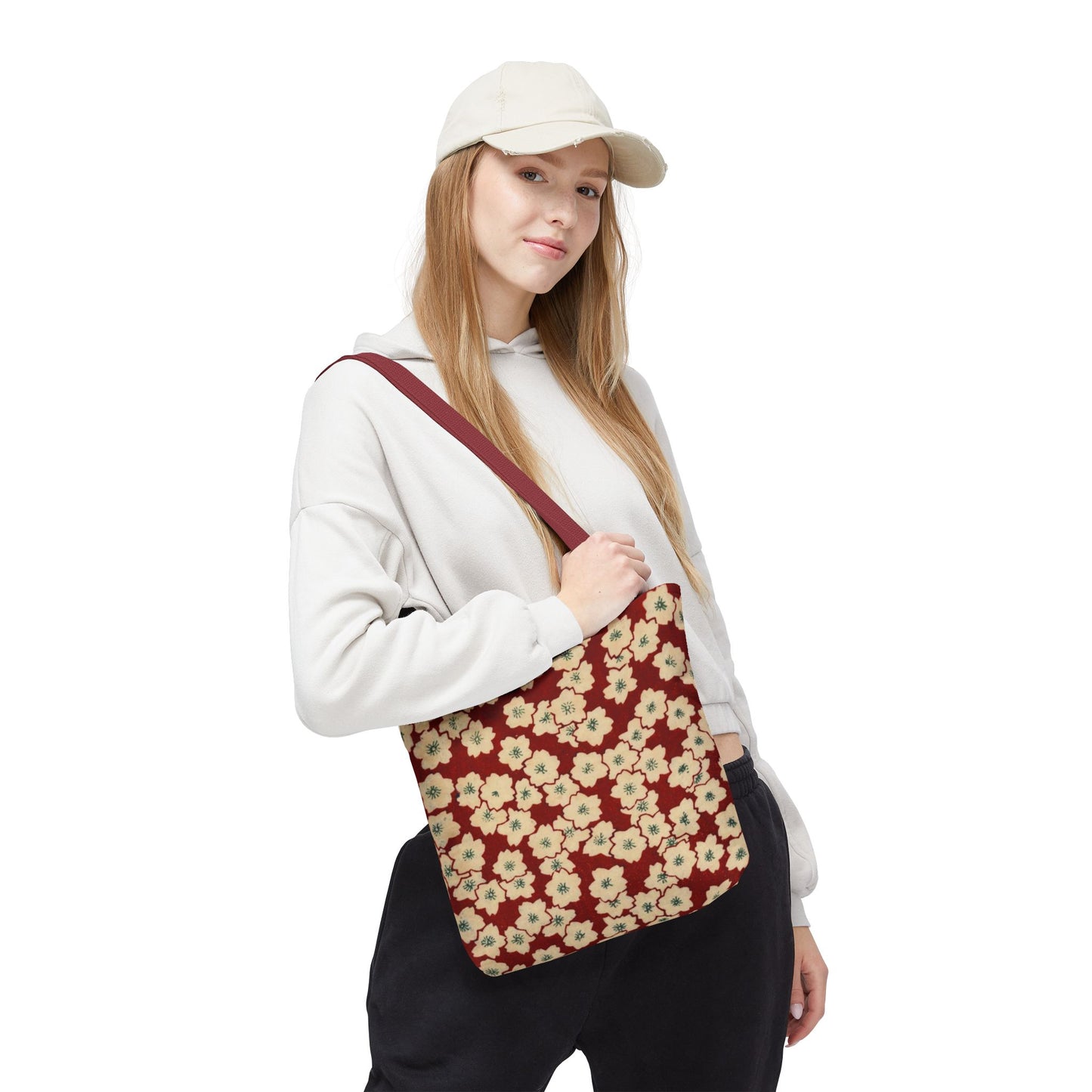 Japanese Sakura Tote Bag - Taisho Era Chiyogami Washi Pattern Vintage Design