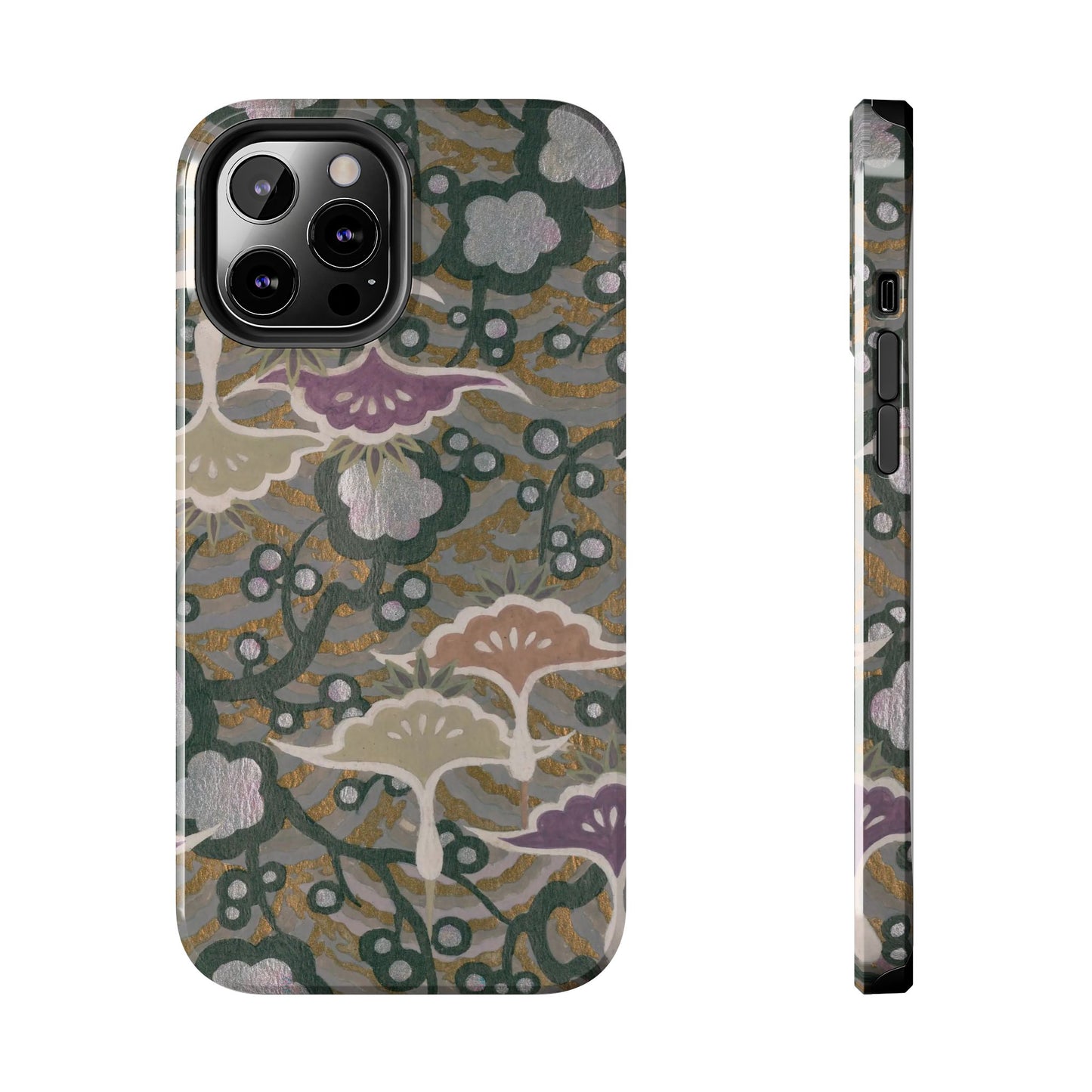 Meiji Era Dancing Cranes & Plum Phone Case | 1901 Zuan Hyakushu | Gold & Silver Japanese Art