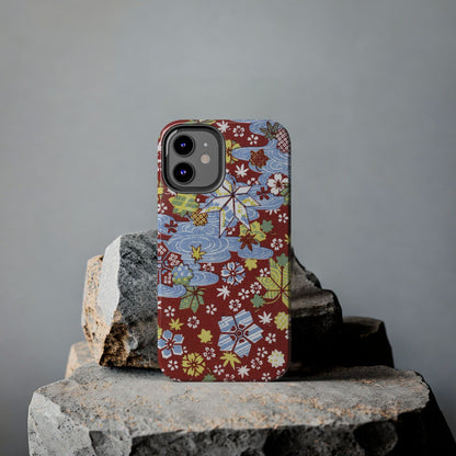 Taisho Umbrella Tales | 1926 Sakura, Momiji & Flowing Water Phone Case | Vintage Chiyogami Art