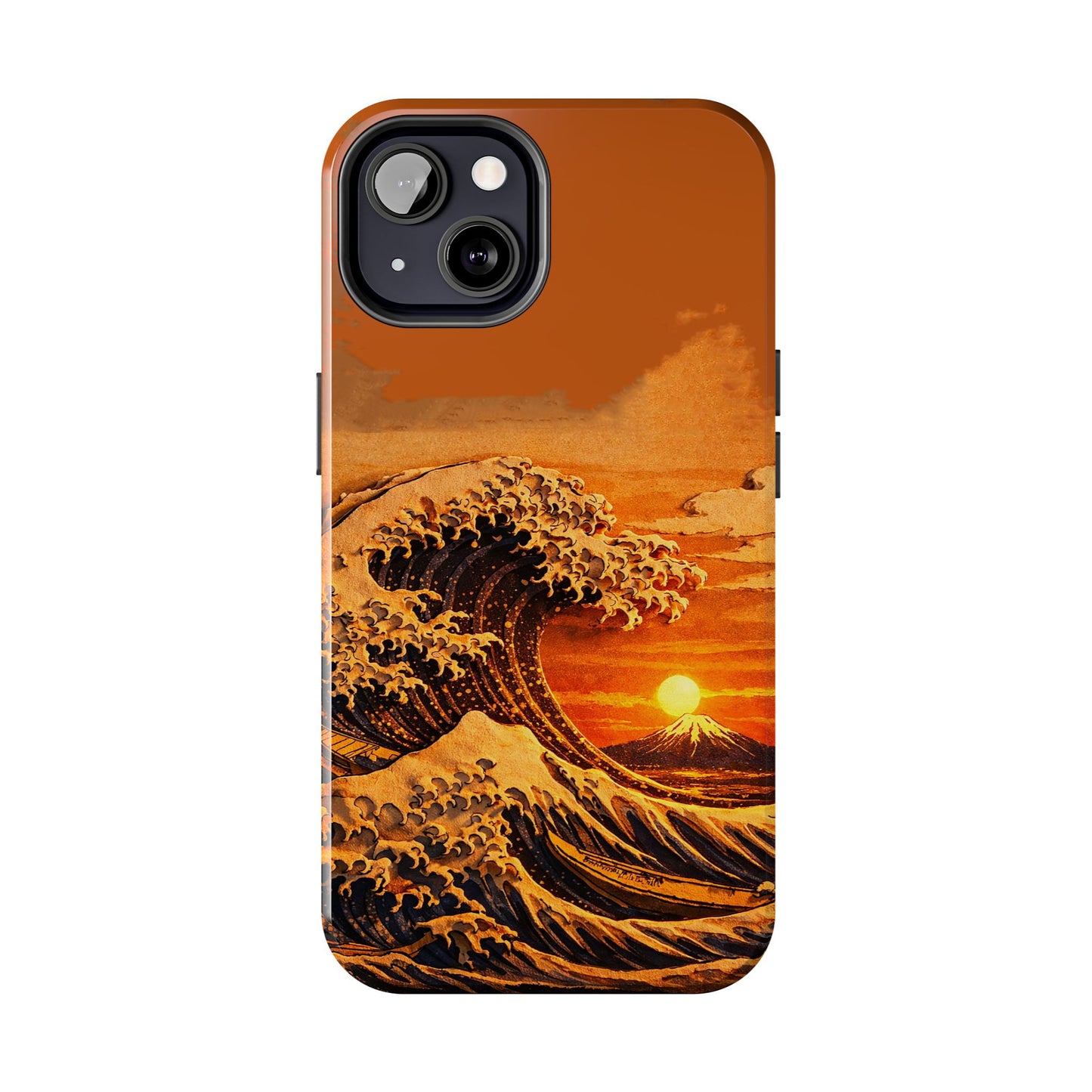 Japanese Great Wave Sunset Phone Case | Hokusai 3D Art Sunset Glow | Edo Era Masterpiece
