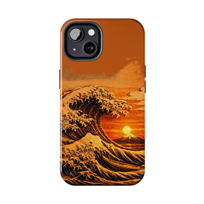 Japanese Great Wave Sunset Phone Case | Hokusai 3D Art Sunset Glow | Edo Era Masterpiece