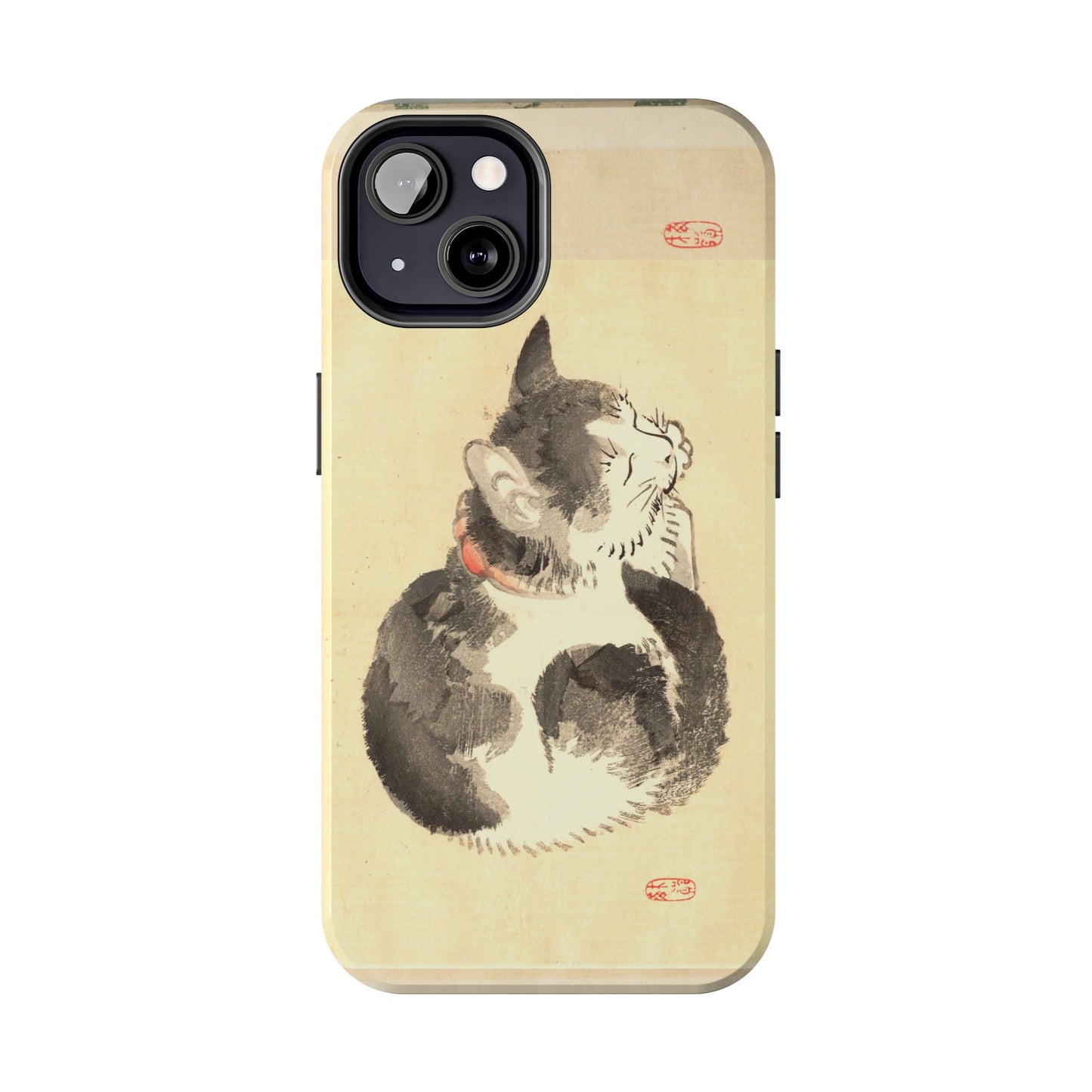 Sleeping Cat Japanese Art Phone Case | Meiji Era Bairei Kono Woodblock | Vintage Cat Illustration 1887
