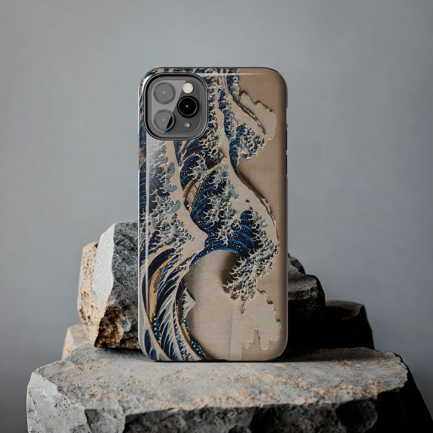 Great Wave 3D Shadow Relief Tough Phone Case – Hokusai Japanese Art