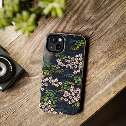 Sakura River Night Phone Case – Japanese Chiyogami Inspired Design