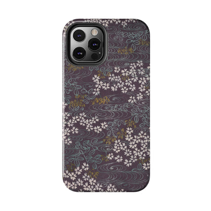 Meiji Era Sakura River Phone Case | 1901 Zuan Hyakushu | Wisteria Purple Japanese Art