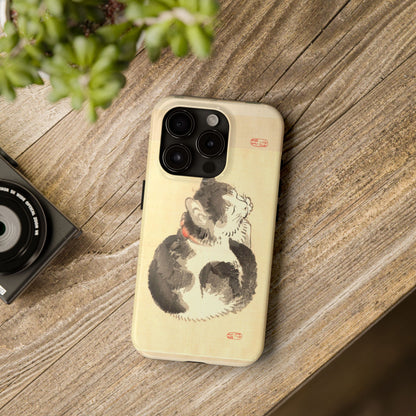 Sleeping Cat Japanese Art Phone Case | Meiji Era Bairei Kono Woodblock | Vintage Cat Illustration 1887