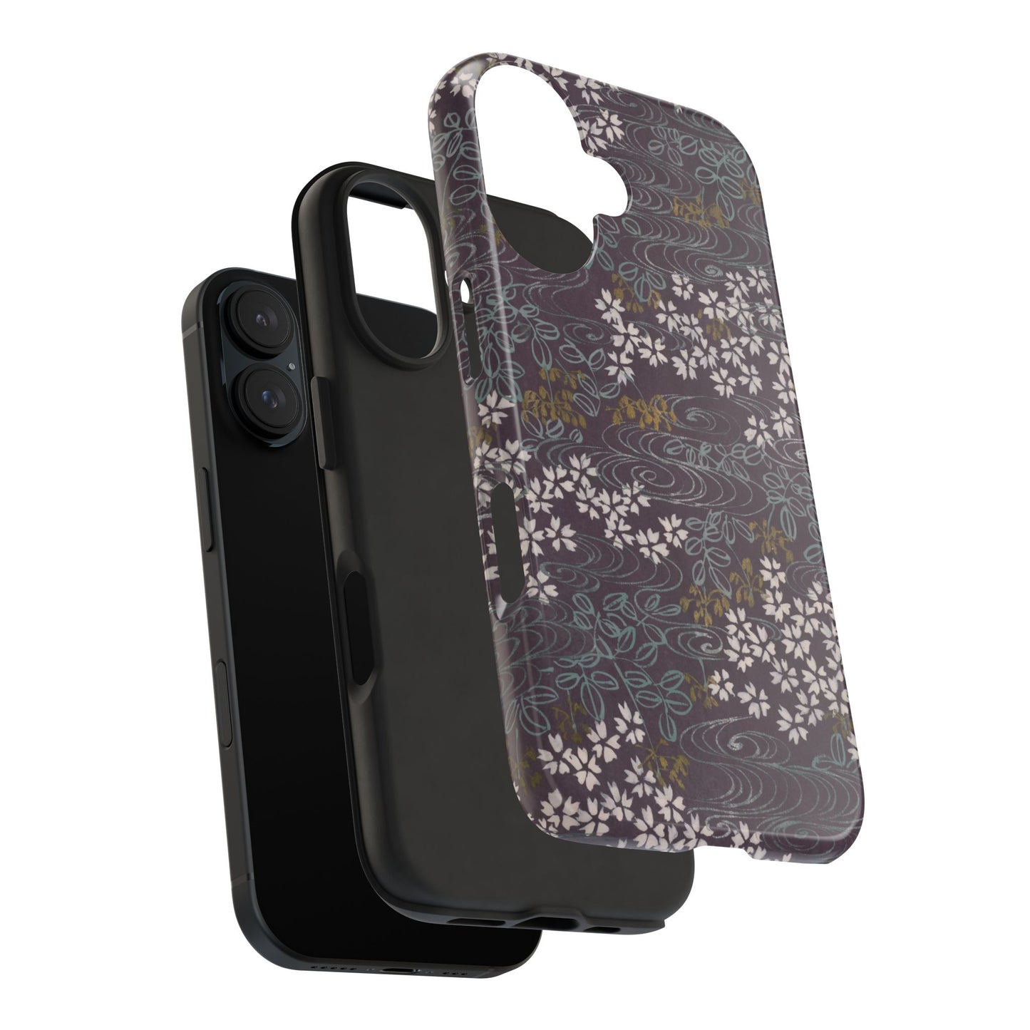 Meiji Era Sakura River Phone Case | 1901 Zuan Hyakushu | Wisteria Purple Japanese Art