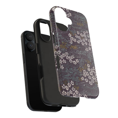 Meiji Era Sakura River Phone Case | 1901 Zuan Hyakushu | Wisteria Purple Japanese Art