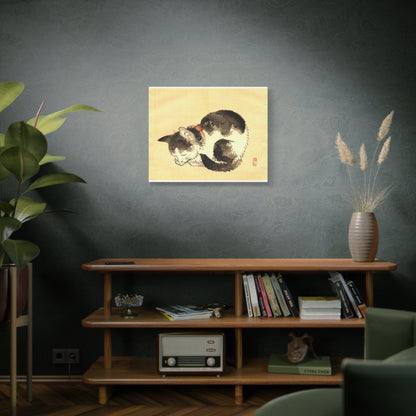 Sleeping Cat Vintage Sumi-e Canvas Print — Japanese Ink Cat Wall Art
