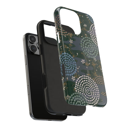 Meiji Era Uzumaki Spiral Phone Case | 1901 Zuan Hyakushu | Tokiwa Green Japanese Art