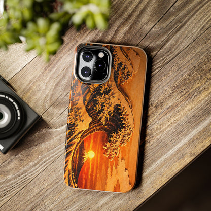 Golden Wave Tough Phone Case – Hokusai Sunset Japanese Art
