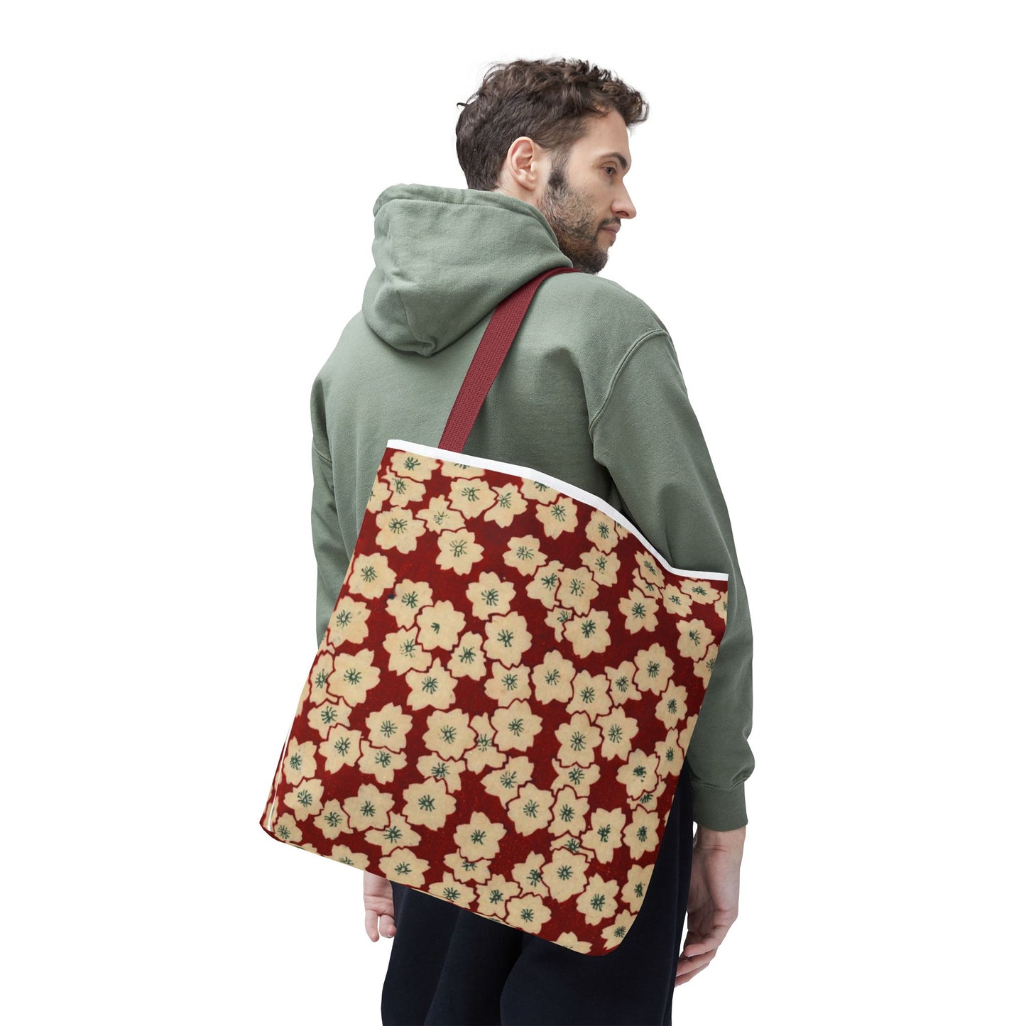 Japanese Sakura Tote Bag - Taisho Era Chiyogami Washi Pattern Vintage Design