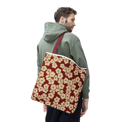 Japanese Sakura Tote Bag - Taisho Era Chiyogami Washi Pattern Vintage Design