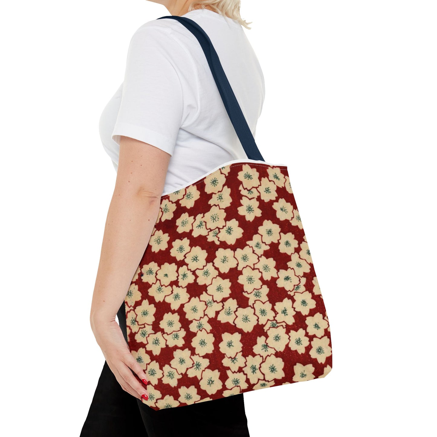 Japanese Sakura Tote Bag - Taisho Era Chiyogami Washi Pattern Vintage Design