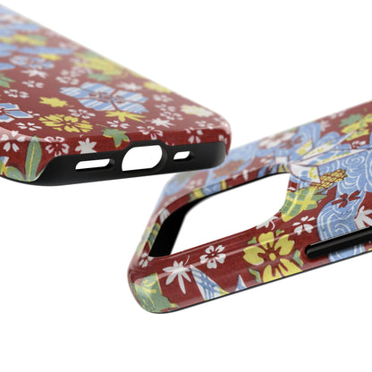 Taisho Umbrella Tales | 1926 Sakura, Momiji & Flowing Water Phone Case | Vintage Chiyogami Art