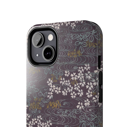 Meiji Era Sakura River Phone Case | 1901 Zuan Hyakushu | Wisteria Purple Japanese Art