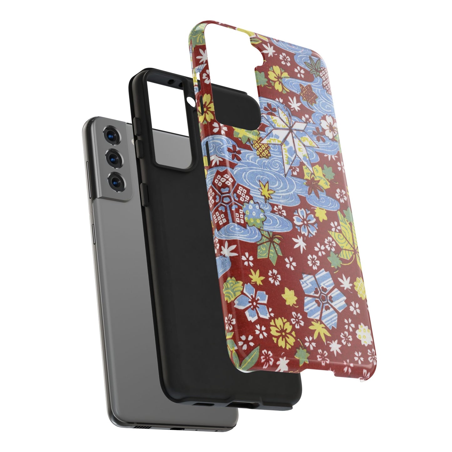 Taisho Umbrella Tales | 1926 Sakura, Momiji & Flowing Water Phone Case | Vintage Chiyogami Art
