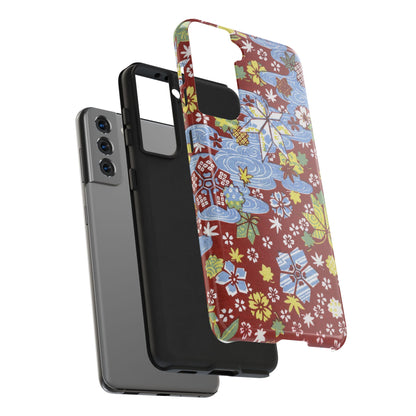 Taisho Umbrella Tales | 1926 Sakura, Momiji & Flowing Water Phone Case | Vintage Chiyogami Art