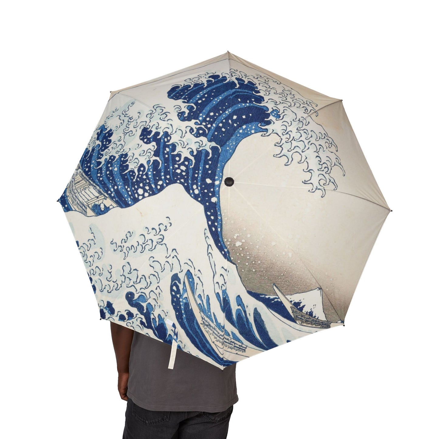 The Great Wave Folding Umbrella – Japanese Art Travel Umbrella (Semi‑Automatic)